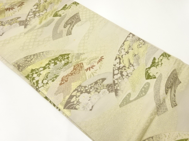 JAPANESE KIMONO / ANTIQUE FUKURO OBI / SILK / WOVEN JIGAMI & SHOCHIKUBAI